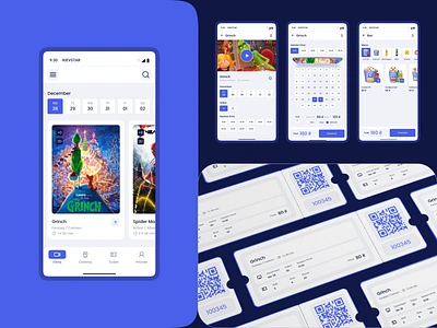 Cinema (APP) app application blue branding concept design logo mobile prototype ui user experience userinterface ux