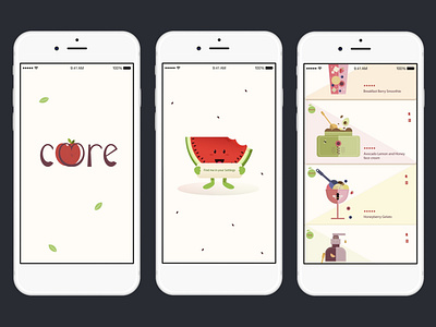 The Core App app app design app designer beauty app beauty product environment design environmental environmental design flat design flat illustration flatdesign food and drink food app foodie fruit design fruits and vegetables online graphic design graphic design illustration art phone app