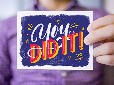 You Did It design greeting card hand lettering illustration lettering punkpost stationery stationery design typography