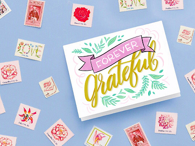 Forever Grateful design greeting card hand lettering illustration lettering snail mail stationery typography