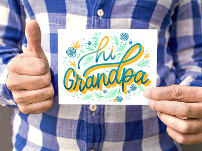 Hi Grandpa design greeting cards hand lettering illustration lettering punkpostco stationery typography