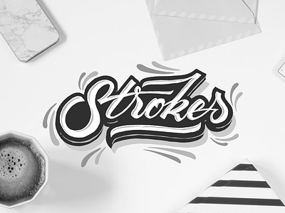 Strokes calligraphy creatives design lettering music artwork type typography vector
