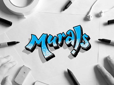 Murals creatives design lettering logo murals type typography vector