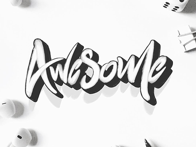 Awesome 3d brush creatives design lettering logotype type typo typography