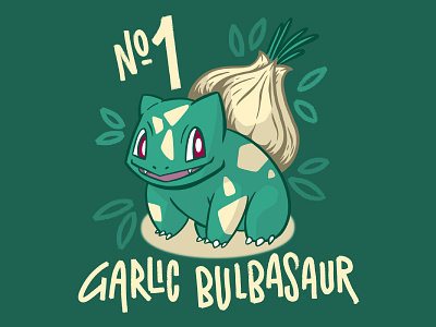 Garlic Bulbasaur lettering pokemon procreate