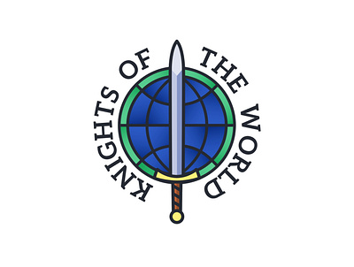 Knights badge badge badge design badge logo branding globe illustration logo stained glass sword vector