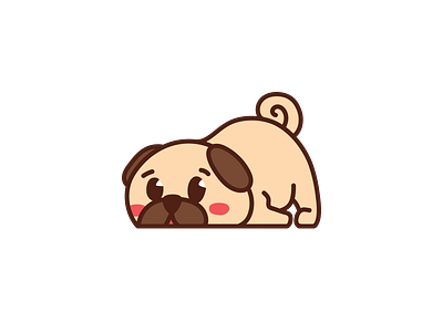 Cute Pug laying down animation design graphic design illustration vector
