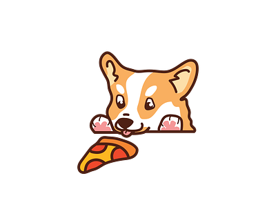 Corgi reaching for pizza animation design graphic design illustration vector