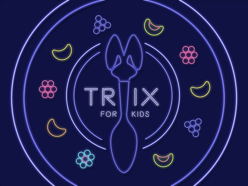 Trix are for kids 90s cereal graphic design illustration motion graphics neon nostalgia rabbit rebound shot trix