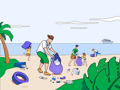 somebody still care dirty beach garbage graphic design illustration ocean plastic procreate stock illustrator trash waste