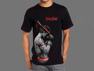 Thai Fighter T-Shirt Illustration and Calligraphy