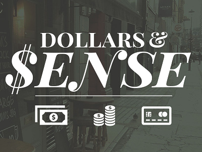 Dollars & Sense icons lettering typography