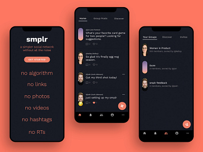 smplr - A Simpler Social Network app design mobile product design social network