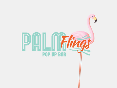 Palm Flings - Logo Design for a Bar branding design flamingo graphic design illustration logo