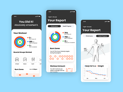 Fitness App 3d app app design data tracking fitness progress tracking ui ui.ux user interface
