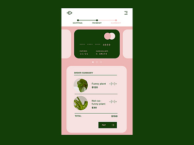 Daily UI - Day 2 - Credit card checkout checkout dailyui dailyui 002 graphic design minimal pink plants shop uidesign