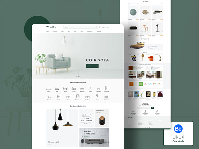 Woodfur | E-commers | Case study | UI UX behance case study clean design desktop ecommerce furniture green landing page minimal ui ux ux web design