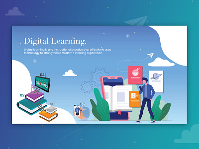 Digital learning design digital graphic design home illustraion landing page learning platform