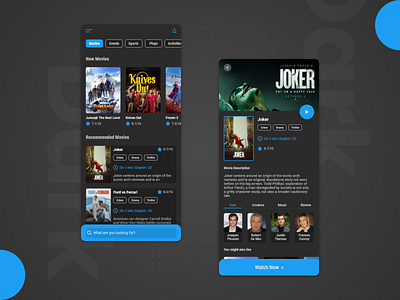 Movie app Dark mode app black clean dark design flat minimal mobile movies sketch theme ui ux