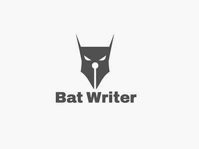 Bat Writer design flat logo vector