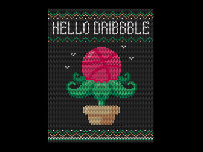 Hello Dribbble ball cards debut embroidery first shot flower flowerpot hello dribbble illustration leaf plants sweater