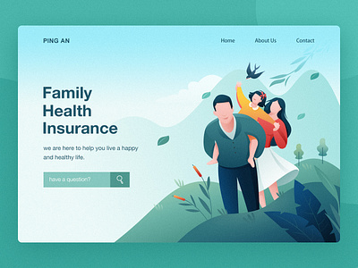Family Health Insurance family green happy healthy illustrations leaf life mountain parents spring