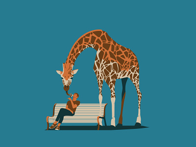 Sweet tooth africa african animal animals art digitalart drawing giraffe ice cream illustration illustrator vector vintage wildlife