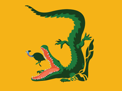Escape animal art australia cassowary croc crocodile design digitalart drawing illustration illustrator vector