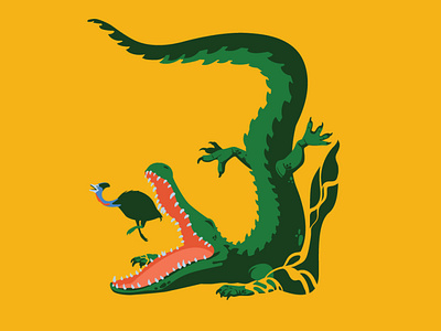 Escape animal art australia cassowary croc crocodile design digitalart drawing illustration illustrator vector