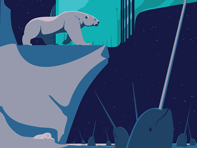Nordic magic animal arctic art digitalart drawing graphic design ill illustration illustrator narwhal polar bear vector