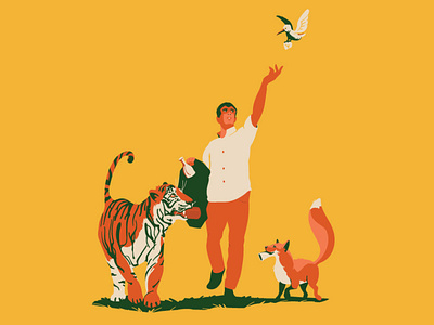 Helpers animal art drawing fox human illustration illustrator tiger vector