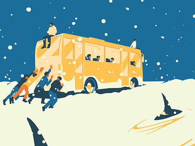 Going nowhere art bus digitalart drawing ice illustration illustrator killerwhale orca snow snowing vector