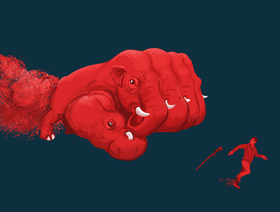 Fist of fury animal art design digitalart drawing elephant illustration illustrator