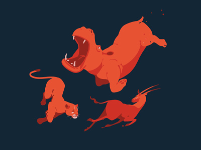 Circle animal art digitalart drawing hippo illustration illustrator lion vector wildlife