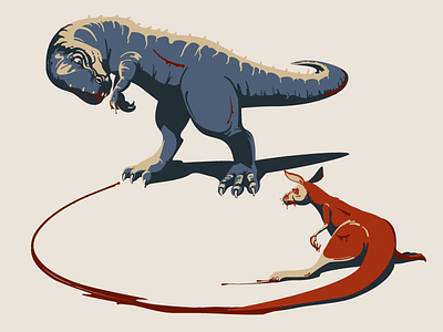 Battle of generations animals art artwork battle design dinosaur illustration illustrator jurassic kangaroo vector