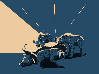 Hyenas adobeillustrator africa animal animal art animals art blue buffalo design digitalart drawing editorial graphics hyena illustraor illustration poster vector vectorart wildlife