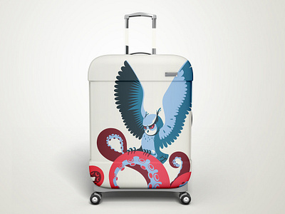 Owl Suitcase adobeillustrator animal animals art artwork bag design digitalart drawing graphicdesign illustration illustrator octopus owl poster suitcase travel travelling vector vectorart