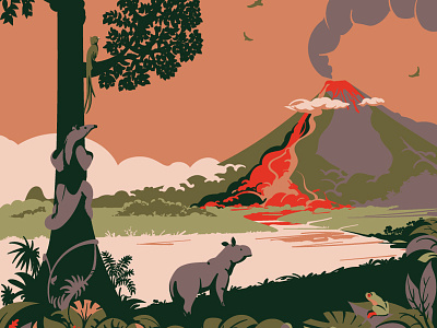 Eruption adobeillustrator animal arenal art artist artwork costa rica costarica digitalillustration drawing eruprtion frog illustration illustrator quetzal tamandua tapir vector vectorartist volcano