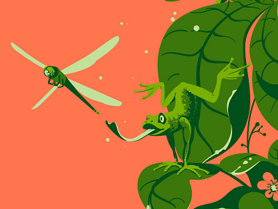 Hunting dragon fly adobeillustrator animal art digitalart dragonfly drawing frog hunting illustration illustrator nature vector wildlife