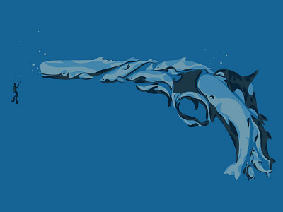 Revolver adobeillustrator animals digitalart diver diving dolphin drawing illustration illustrator ocean orca revolver seal vector whales