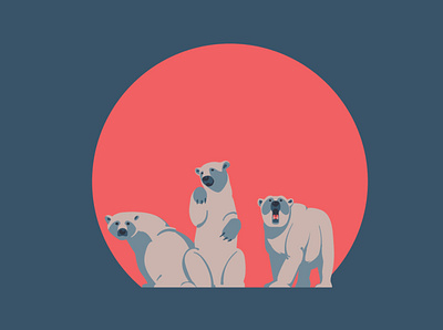 Polar bears (Sunset series) adobeillustrator animal arctic art artwork bear bears design digitalart digitalillustration drawing graphic design illustration illustrator polar bear red sunset vector vintage wildlife