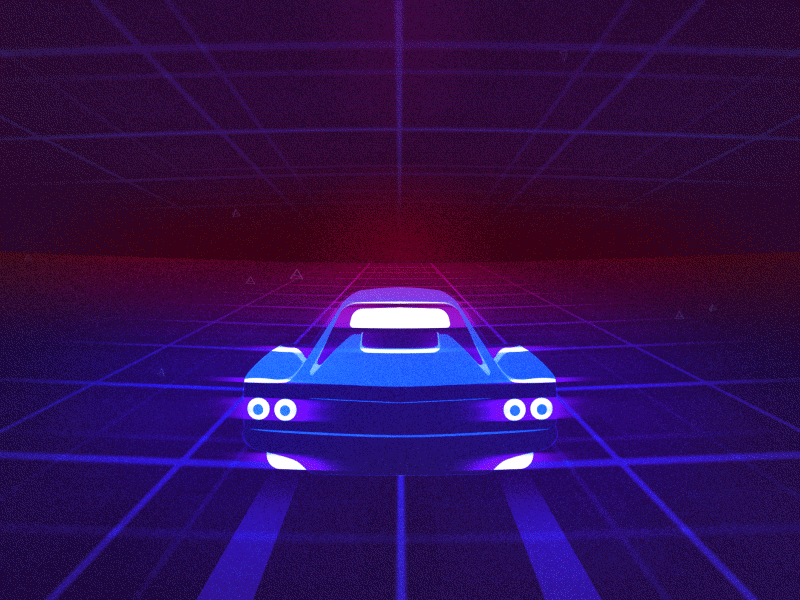 Retro Road Trip 2d animation 80s 80s style animation car dark design ferrari illustration loop looping gif matrix muse neon network retro simulation simulation theory synth technology