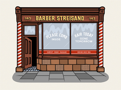 Barber Streisand – The Pun Shop design hand lettering illustration pun shop sign sign painter typography