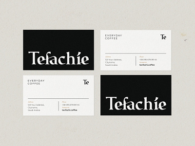 Tefachie black brand brand identity brand identity cafe branding business card design graphic identity logo stationery