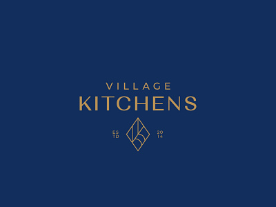 Logo for Village Kitchens blue brand brand identity design elegant elegant font gold graphic identity line logo logotype typography vector
