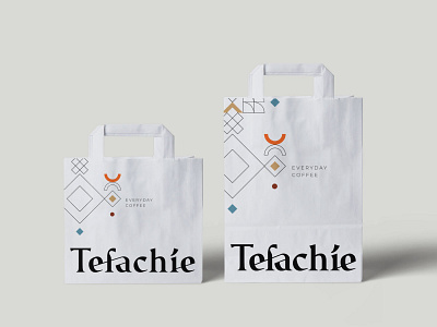 Tefachie brand identity branded graphic branding cafe design coffee geometry logo logotype packaging paper bag design pattern restaurant