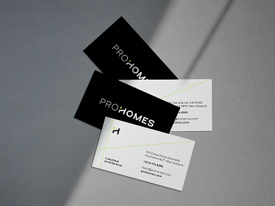 ProHomes architecture brand identity branding building company business card construction company geometric green h logo logo logotype typography vector