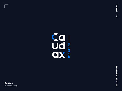 Caudax blue brand and identity c clean design geometric graphic line logo logotype