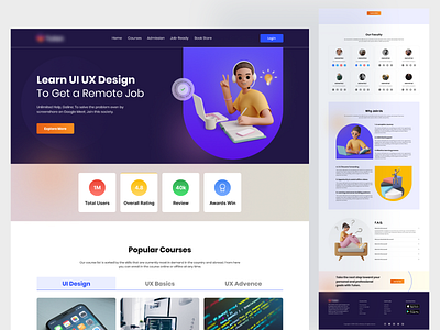 E-learning platform website UI UX landing page design education landing page psd template redesign trendy ui ui concept ux website