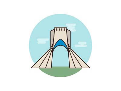 Azadi Tower Tehran Cover design flat icon illustration vector